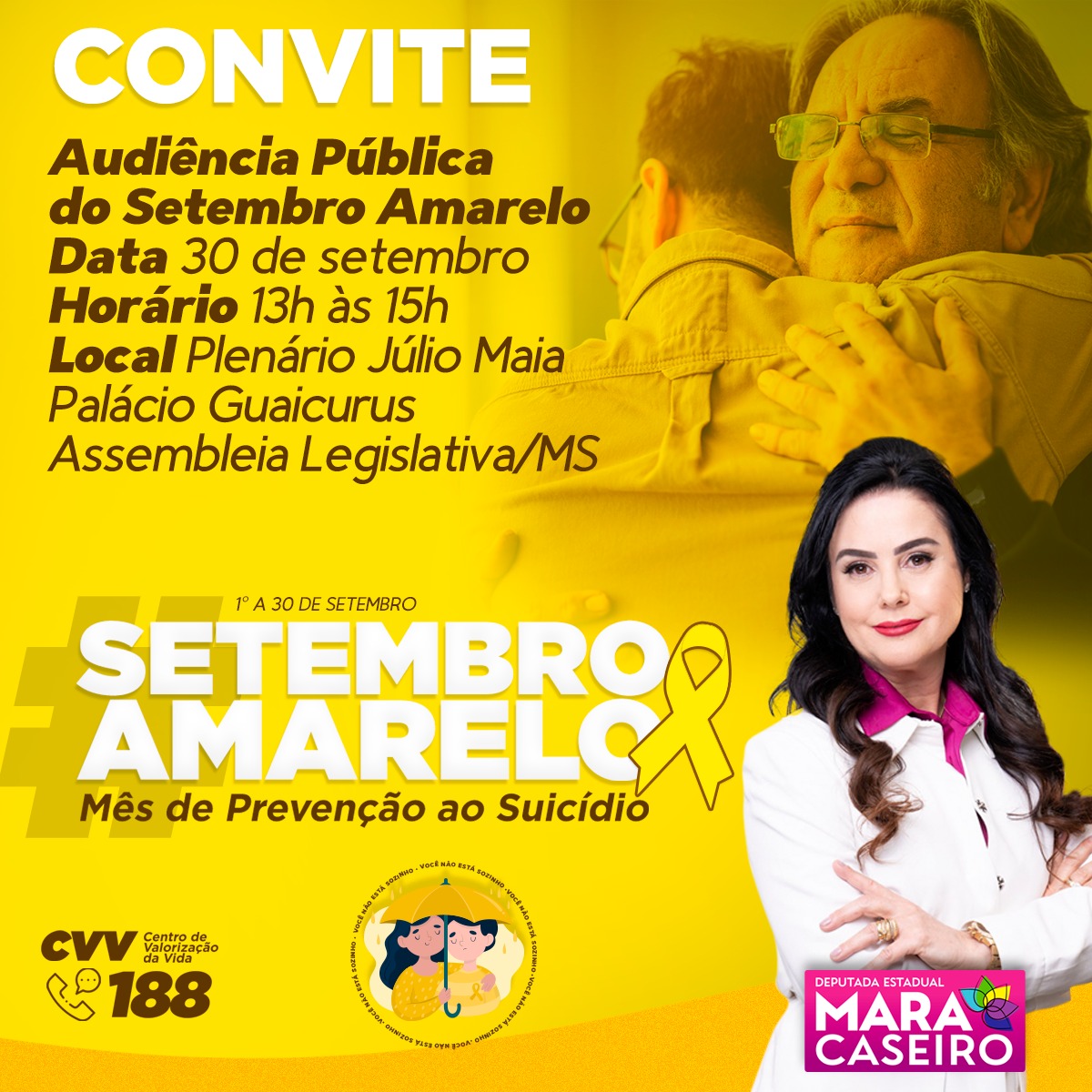 Setembro Amarelo: Mara Caseiro promove evento para debater prevenção ao suicídio