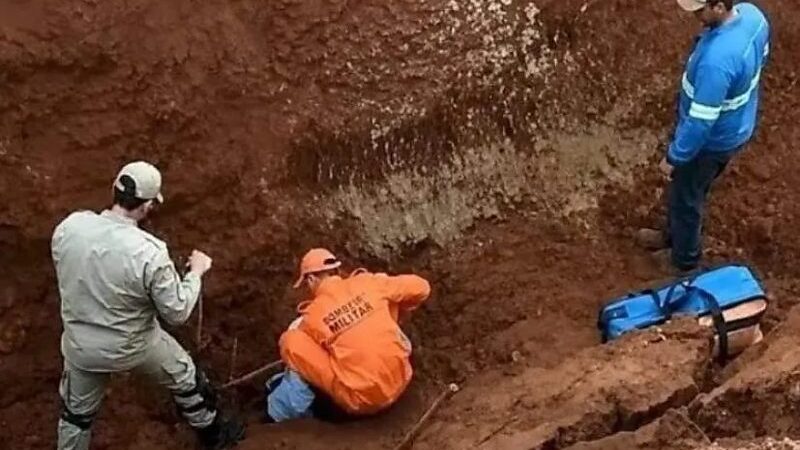 Trabalhador é resgatado após ficar soterrado em obra de drenagem em Mato Grosso do Sul