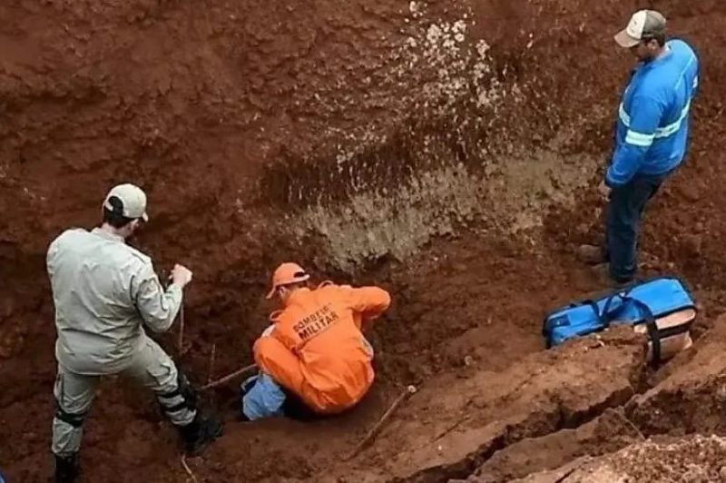 Trabalhador é resgatado após ficar soterrado em obra de drenagem em Mato Grosso do Sul